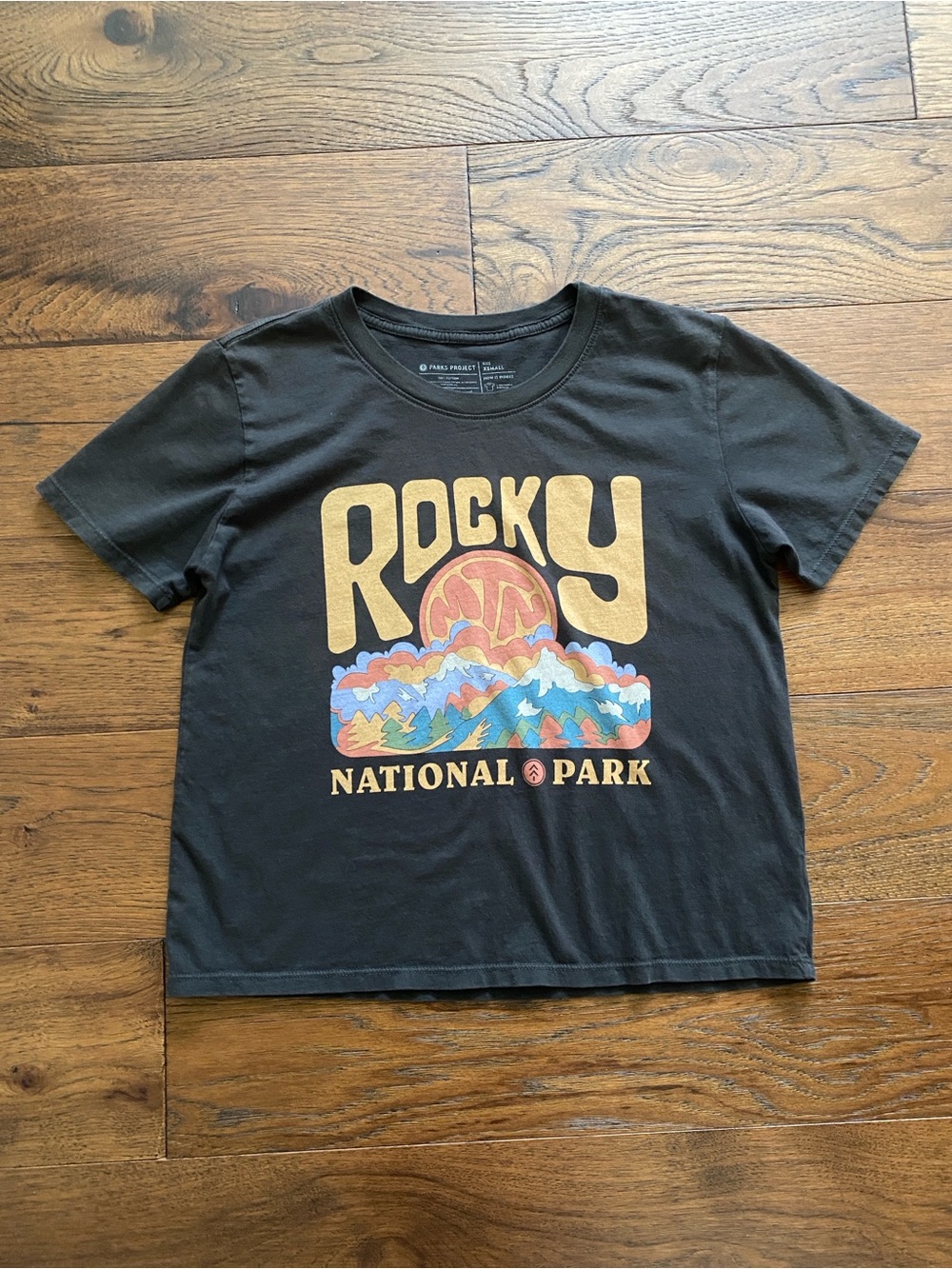 Parks Project Black Rocky Mountain National Park Retro Sunset Tee